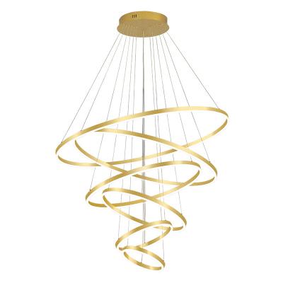 China Modern Design Hotel Bedroom Living Room Nordic Luxury Simple Hanging Gold Aluminum Circle Led Pendant Lights for sale