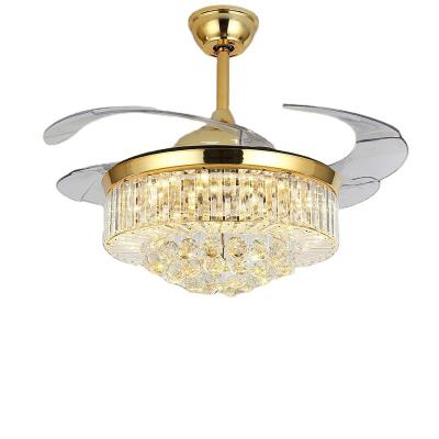 China Nordic Modern Luxury Large Air Cooling Fan Hotel Dining Ceiling Gold Crystal Chandeliers Pendant Lights, Classic Crystal Lamp, Hotel Project, for sale