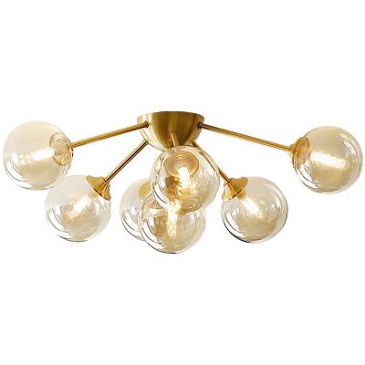 China Modern Decorative Luxury Round Bedroom Glass Ball Home Dining Room Ceiling Lamp Lighting for sale