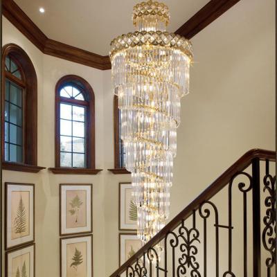 China Post-modern Light Luxury Engineering Rotating Crystal Chandelier of Villa Luxurious Hall Duplex Apartment Atmosphere Large Stairs Chandelier for sale