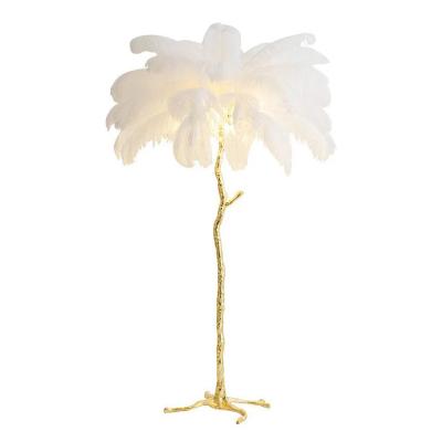 China Luxury Modern Nordic Modern Bedroom Living Room Resin Floor Light Led Ostrich Feather Standing Floor Lamp For Decoration for sale