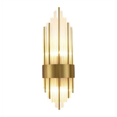 China Modern luxury modern luxury glass crystal wall shade tube gold post sconce light for hotel living room bedroom villa hallway for sale