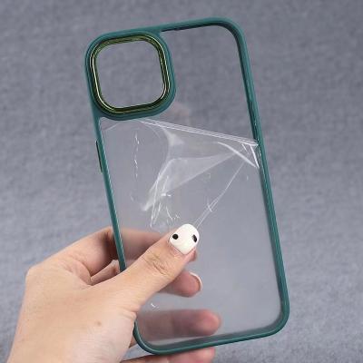 China Fundas Shockproof Para Plated Protect Clear Tpu Lens Cell Phone Case With PC Back Cover For Iphone Series for sale