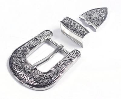 China European and American style minimalist wholesale women's western belt buckle set of three pieces custom-made silver color western cowgirl for sale