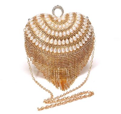 China New cheap crystal beaded beaded party purse women clutch bag metal frame evening clutch beaded bag for sale