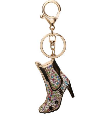 China Handsome cartoon fashion high heel shoes souvenir gifts promotion ring key ring key chain wholesale creative crystal automatic bag clasp for sale