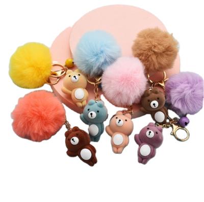 China POM POM Keychain Car Bag Rabbit Key Chain Key Chain Ring Pendant Jewelry Artificial Ball Plush Fur Christmas Gift Promotion Gift for sale