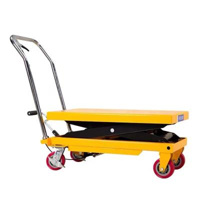 China Hotels Portable Mini Scissor Lift Platform Can Move Manual Trolley Lift Platform for sale