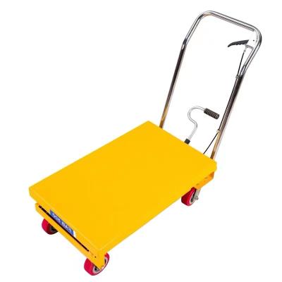 China Hotels Portable Mini Scissor Lift Platform Can Move Manual Trolley Lift Platform for sale