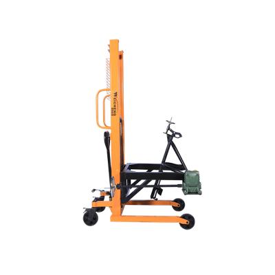 China Hotels Loading Capacity 350kg Lifting Height 1500mm Hydraulic Oil Drum Stacker for sale