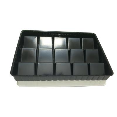 China Rigid and Beautiful Custom Black ABS Blister Plastic Tray with 15 Holes Plastic Poker Display Holder Tray for sale