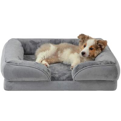 China Travel Dog And Puppy Bed Grooved Orthopedic Foam Beds With Removable Washable Cover for sale