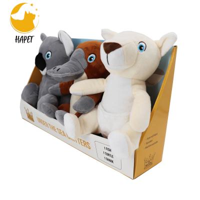 China Viable Squeaky Dog Toys Set 3 Pack Cute Animal Shape Chew Plush Hard Pet Toys for sale