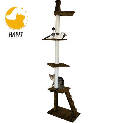 China Multi Level Sustainable Cat Tree Large Cat Tower With Larger Comfortable Hammock 3 Perches Lining Posts for sale