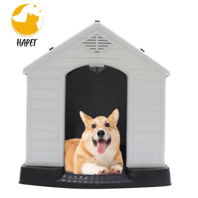 China Durable Waterproof Plastic Indoor Outdoor Travel Dog House Puppy Shelter Kennel With Vents And Raised Floor for sale