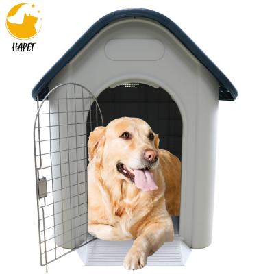 China Durable Waterproof Plastic Indoor Outdoor Travel Dog House Puppy Shelter Kennel With Vents And Raised Floor for sale