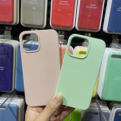 China Original Custom Color Shockproof Logo Liquid Soft Silicone Shockproof Phone Protective Case For iPhone 11 12 13 14 pro Max Phone Case for sale