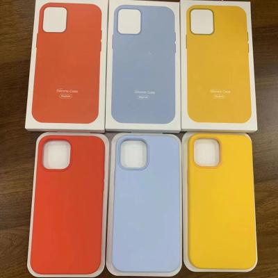 China Magnetic Shockproof Liquid Silicone Phone Case For Pro 13 Mini 13pro Max Max Apple iPhone 12 Magsafing Back Cover Wireless Charging Cover for sale