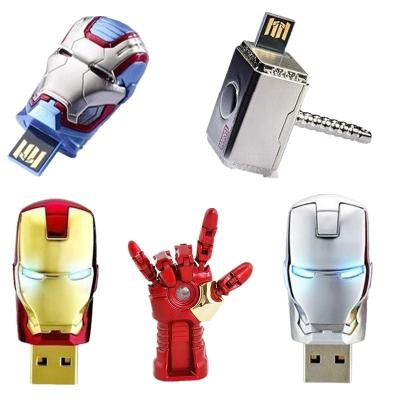 China Wholesale Cartoon Pen Drive 32GB 64GB 128GB 2.0 Promotional Gift Metal Iron Man Super Hero Helmet Usb 3.0 Pendrive Flash Drives for sale