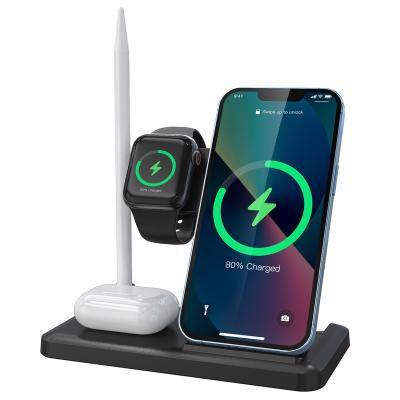 China Convenient 15w Wireless Fast Charging Station Dock 4 in 1 Qi Wireless Charging Stand for Iphone Apple Pencil Pen Watch for sale