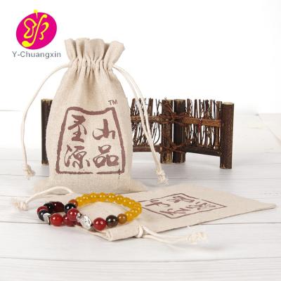 China Drawstring Jewelry String Bag Recyclable Natural Canvas Pouch With Logo for sale