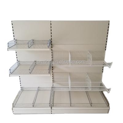 China Tego Single Sided Metal Supermarket Shelf Basket Gondola Shelving for sale