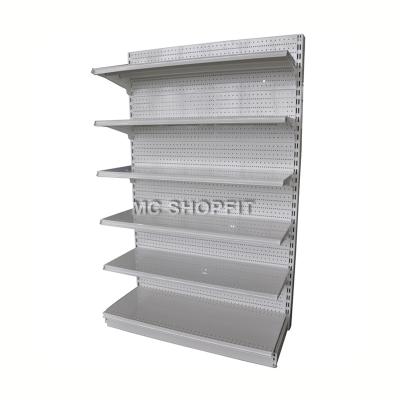 China Supermarket double sided shelf, pharmacy display rack and shelving, displays for retail stores for sale