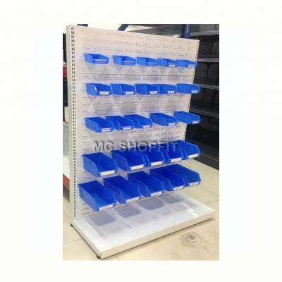 China Single Sided Powder Coated White Metal Wire Cabinet Advertising Display Supermarket Shelf For Hook's Accessories for sale