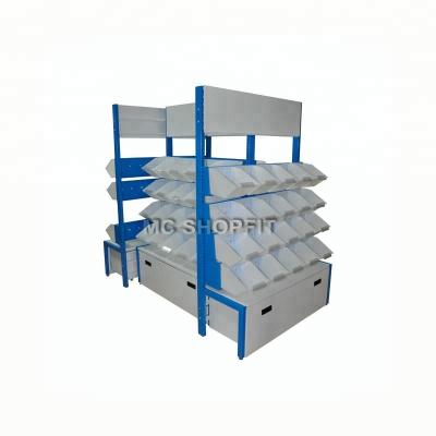 China Mini candy shop double sided display metal supermarket shelf for candy store for sale