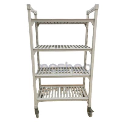 China MC Plastic+Steel Rust Resistance Eco-friendly Cold Storage Shelf For Each Layer Can Load 300Kgs With Wheels for sale