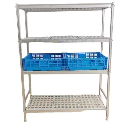 China MC Warehouse Freezer Shelf Corrosion Protection Aluminum Storage Rack Low Power Modular Cold Room Shelving For Each Layer Can Load 150Kgs for sale