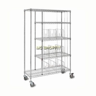 China 5 Tier Black Metal Wire Floor POS Store Single Side Light Duty Display Stand for sale