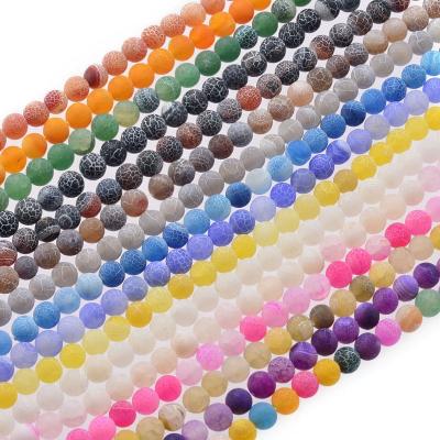 China None Gemstone Beads Natural Cracked Agate Frosted Rounds For Jewelry Making for sale