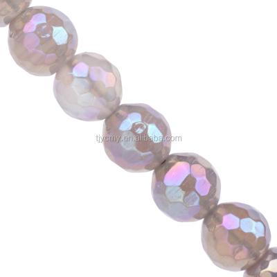 China None Rainbow Color Plated Faceted Gray Agate Round Stone Beads For Women Jewelry for sale