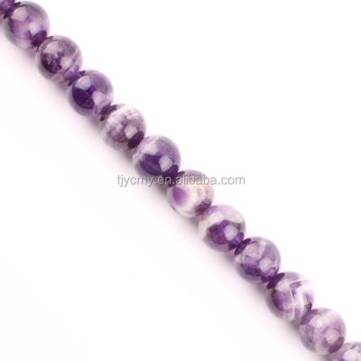 China No Teeth Classic Natural Amethyst Dog Beads Gemstone Simple Style Rounds for sale