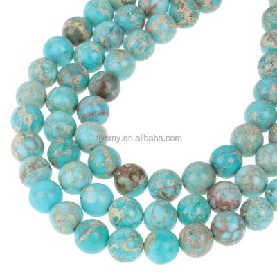 China None Turquoise Blue Natural Imperial Jasper Round Stone Beads DIY Gemstone Jewelry Collection for sale