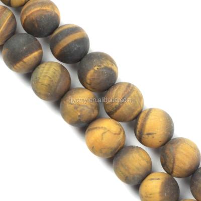 China None Of Africa Gemstone Beads Frosted Yellow Brown Tiger Eye Rounds For Unisex Jewelry Collection for sale