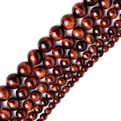 China None Natural Africa Tiger Eye Round Stone Strand Red Beads Jewelry Collection Wholesale Unisex Classic for sale