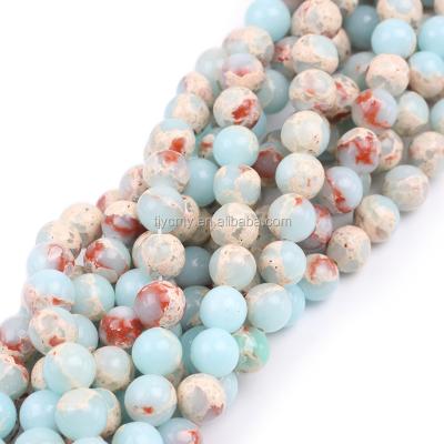 China No Stone Beads Printing Synthetic Jasper Plain Rounds DIY Blue Jewelry Women Bracelet for sale