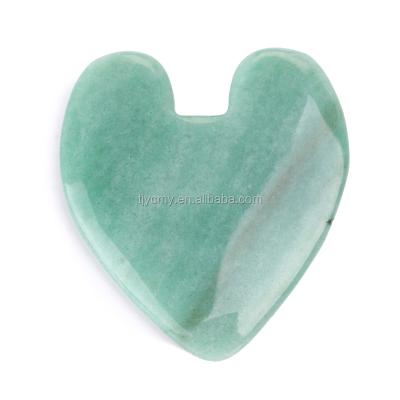 China No New Design Natural Green Aventurine Face Beauty Tool Gua Sha Heart Shape Massager for sale