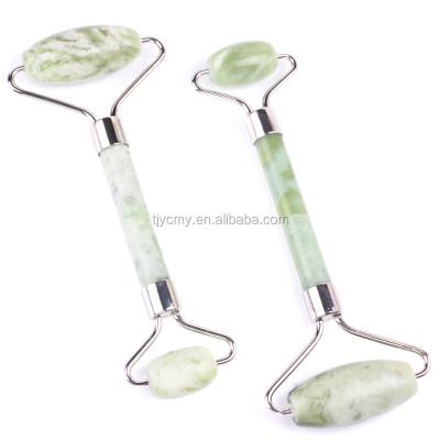 China No gemstone green xiuyu jade roller double head face beauty for sale