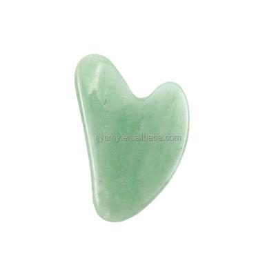 China Classical Natural Green Aventurine Gemstone Massage Gua Sha Heart Shape Scraping Board For Face Tool Roller for sale