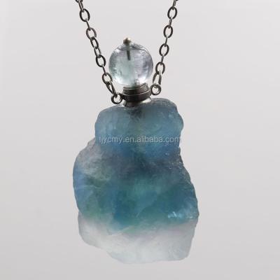 China No Fluorite Natural Green Quartz Crystal Perfume Bottle Necklace Gemstone Perfume Bottle For Sale for sale