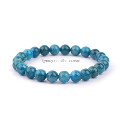 China CLASSIC Handmade Natural Apatite 8mm Gemstone A Grade Blue Series Beads Stretch Bracelet Unisex Jewelry for sale