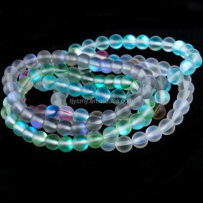 China No Bead Bracelet Rainbow Opalescent Glass Frosted Round Light Women Jewelry for sale