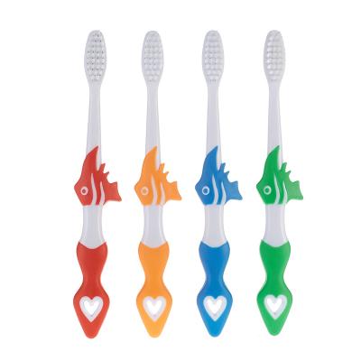 China Transparent Children's Dental Care Environmental Friendly Plastic Toothbrush Color Plastic Toothbrush With Cartoon Shaped Handle for sale