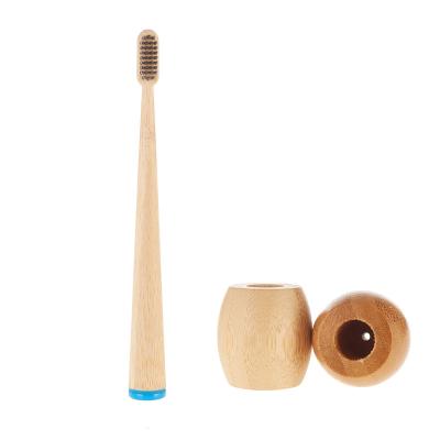 China Environmental Friendly Natural Wooden Bamboo Toothbrush with Toothbrush Base 100% Biodegradable Bamboo Toothbrush for Kids and Adults BPA Free for sale