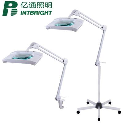 China PC+ABC+GLASS illuminated inspection tools lamp with square clamp and table floor stand magnifying glass with led light for sale