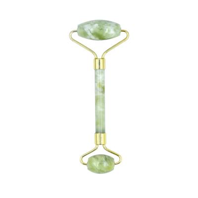 China Custom Logo Skin Jade Roller Face Roller Natural Green Jade Noise Free Massage High Quality Eco-friendly for sale