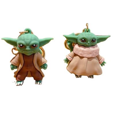 China Baby automotive 3D yoda PVC kid figure rubber head chain pendant toys handmade model PVC ornament dolls decoration for sale